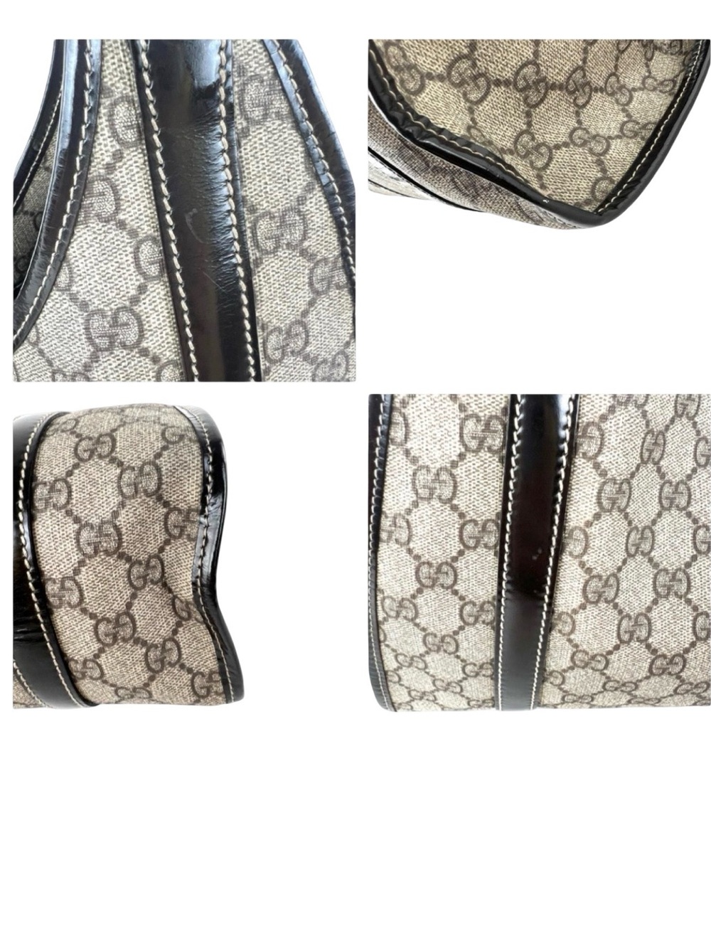 Gucci GG Canvas Shoulder Bag Black Leather Trim Gold Hardware Hobo Tote Bag - Picture 7 of 8